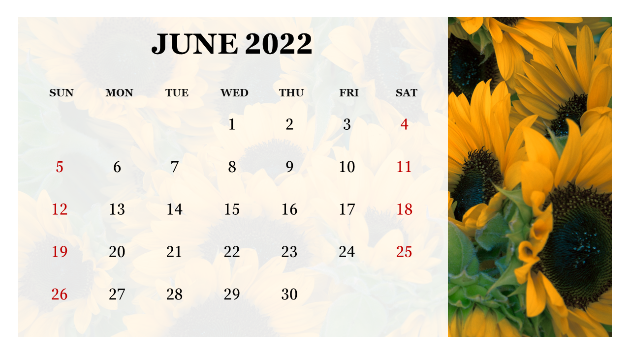 June 2022 PowerPoint Calendar